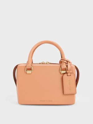 Charles & Keith Cordele Bowling Tote Veske Oransje | UHPZV9581