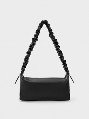 Charles & Keith Cosette Ruched Håndveske Svarte | URZBM2974