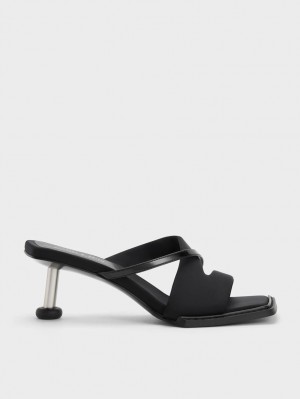 Charles & Keith Crossover Sculptural Sandaler med Hæl Svarte | LNZYE1769