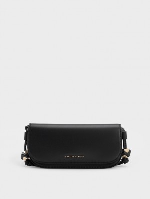 Charles & Keith Cube Knotted Elongated Crossbody Veske Svarte | AQFRI0326