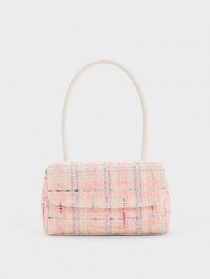 Charles & Keith Curved Handle Tweed Skulderveske Multicolor | WHUBA4162