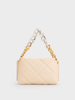 Charles & Keith Danika Chunky Chain Polstret Tote Veske Beige | ZESIF5712