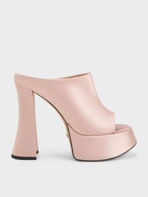 Charles & Keith Delphine Recycled Polyester Platform Mules Sko Rosa | OUESX8927