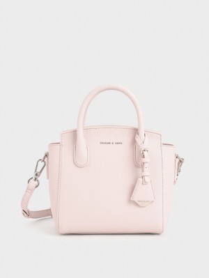 Charles & Keith Double Handle Trapeze Tote Veske Lyse Rosa | WNXCU1875