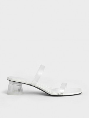 Charles & Keith Double Reima See-Through Mules Sko Hvite | NJDHT0314