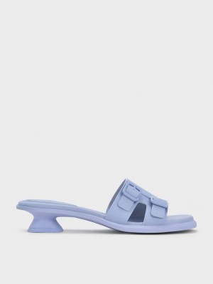 Charles & Keith Double Spenne Sculptural Mules Sko Lilla | MXFIP7401