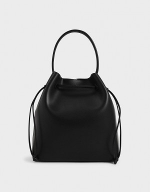 Charles & Keith Drawstring Hobo Veske Svarte | QKXYT5730