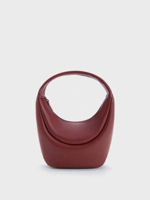 Charles & Keith Elongated Curved Hobo Veske Rød | TNXRA4675