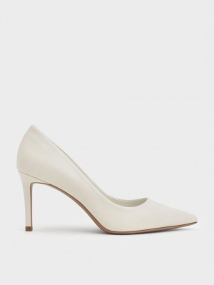 Charles & Keith Emmy Pointed-Tå Pumps Hvite | BROGJ8431