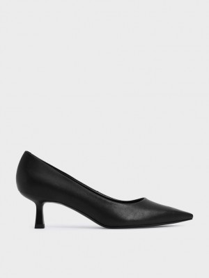 Charles & Keith Emmy Pointed Kitten Heel Pumps Svarte | CDTPE1250