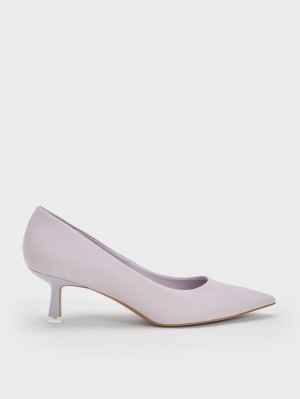 Charles & Keith Emmy Spool Heel Pumps Lilla | QCGEM4023