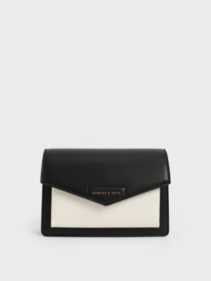 Charles & Keith Envelope Crossbody Veske Svarte Hvite | UDEVR6520