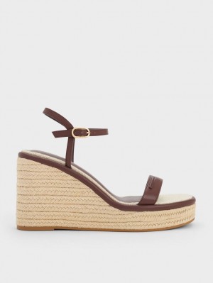 Charles & Keith Espadrille Wedge Brune | WUQYX6107