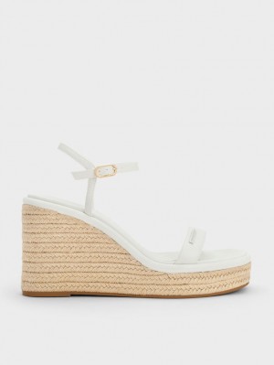 Charles & Keith Espadrille Wedge Hvite | SXEOK5391