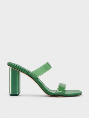 Charles & Keith Fia Geometric Heel Mules Sko Grønn | BWOKX6215