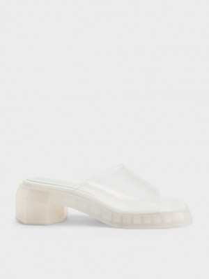 Charles & Keith Fia See-Through Geometric Mules Sko Hvite | MUSPW9706