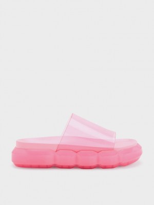 Charles & Keith Fia See-Through Slidesandaler Lyse Rosa | KSZJC3982