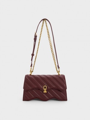 Charles & Keith Freja Wavy Trapeze Crossbody Veske Mørke Sjokolade | RFJYV8760