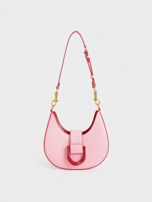 Charles & Keith Gabine Belted Hobo Veske Rosa | XCONP7681