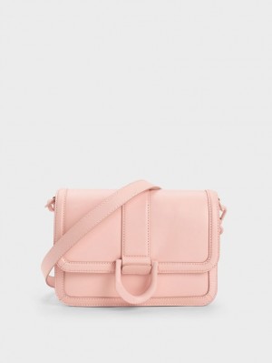 Charles & Keith Gabine Lær Crossbody Veske Rosa | IGKJB4520