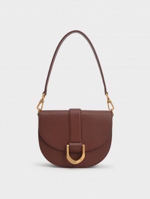 Charles & Keith Gabine Lær​ Sadelvesker Brune | CRVJY5230