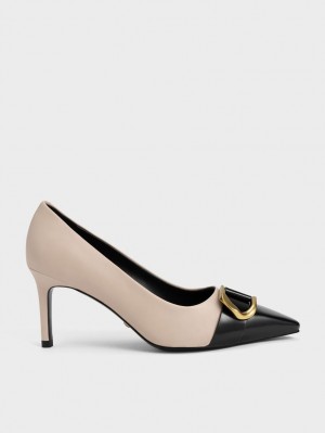 Charles & Keith Gabine Lær Tå-Cap Pumps Beige | FRJZD8537