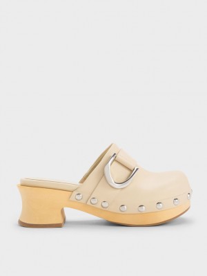 Charles & Keith Gabine Studded Lær Tresko Beige | MCRTA2136