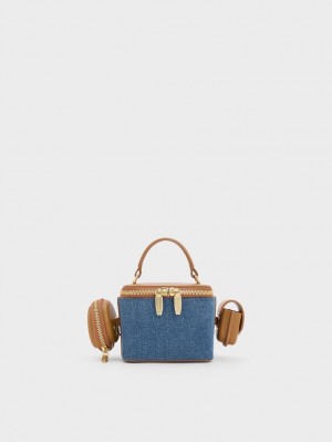 Charles & Keith Gaia Denim Boxy Top Håndveske Blå | KBZOI3167