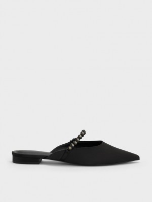 Charles & Keith Gem-Reima Flate Mules Sko Svarte | DUPCB5896