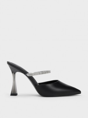 Charles & Keith Gem Reima Mules Sko Svarte | CEHGM1682