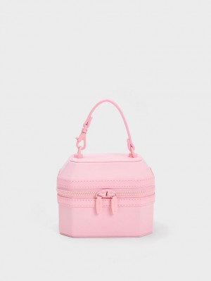 Charles & Keith Geometric Boxy Top Håndveske Lyse Rosa | CUTEY9348