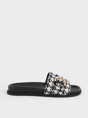 Charles & Keith Houndstooth Studded Spenne Slidesandaler Multicolor | SEDHA3248