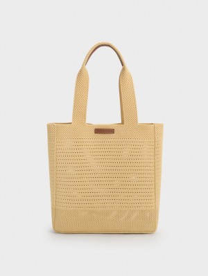 Charles & Keith Ida Strikket Tote Veske Beige | PICDH2513