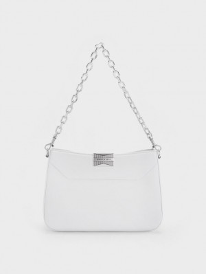 Charles & Keith Kalinda Skulderveske Hvite | MBFPO5283