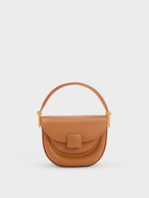 Charles & Keith Koa Half-Moon Sadelvesker Sjokolade | KNVXE3460