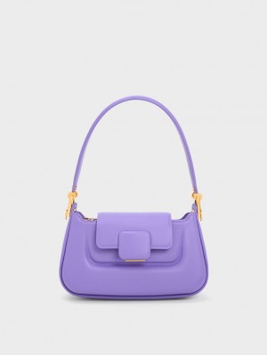 Charles & Keith Koa Push-Lock Top Håndveske Lilla | CKJUZ0693