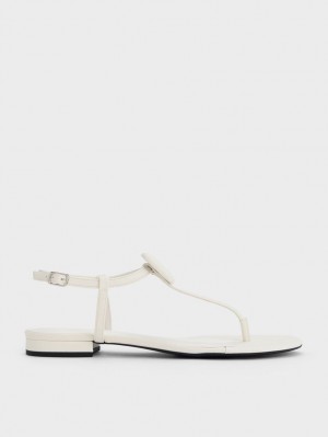 Charles & Keith Koa Thong Flate Sandaler Hvite | NQKOL7064