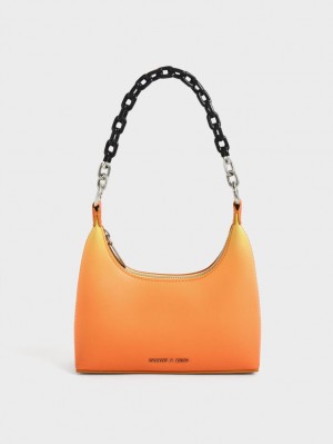 Charles & Keith Koi Chain Handle Skulderveske Oransje | KWTJG6281