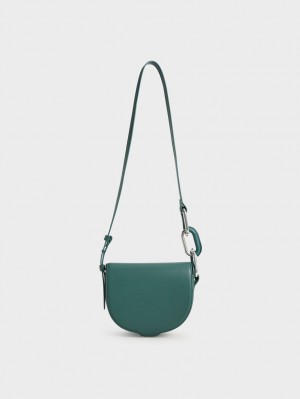 Charles & Keith Kora Saddle Crossbody Veske Grønn | FULYS8452