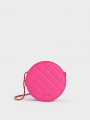 Charles & Keith Kwan Vattert Circle Skulderveske Fuchsia | UFGRO2781