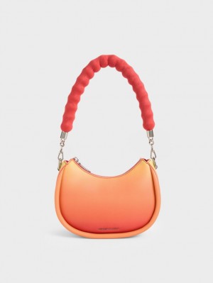 Charles & Keith Lana Curved Skulderveske Oransje | QJXHF4860