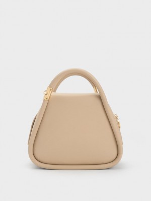 Charles & Keith Lara Geometric Tote Veske Beige | TEULY3804