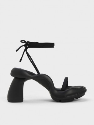 Charles & Keith Leila Tie-Around Sculptural Sandaler med Hæl Svarte | LRUDJ9627