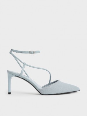 Charles & Keith Linen Asymmetric Pumps Lyse Blå | HBQUW1539