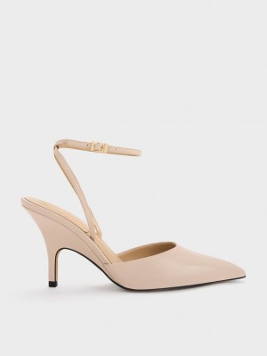 Charles & Keith Lær Ankle Reima Pumps Beige | ICKQN3827