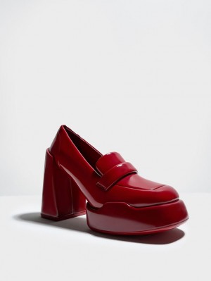 Charles & Keith Lula Patent Loafer Pumps Rød | FPYIT8692