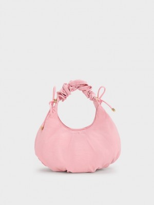 Charles & Keith Maisy Ruched Nylon Tote Veske Rosa | QWHFY8071