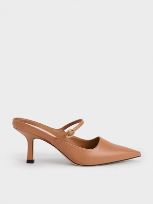 Charles & Keith Mary Jane Hælene Mules Sko Brune | TCVQN6784