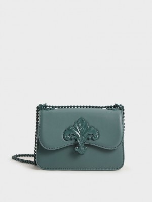 Charles & Keith Meriah Chain Reima Crossbody Veske Turkis | GWOQV3784