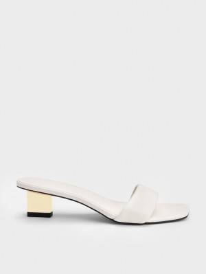 Charles & Keith Metallic Blade Sandaler med Hæl Hvite | SFIOL2085